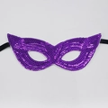 Paarse pailletten maskermaak voor verkleedpartij carnaval feest met zwarte bandjes. - Pailletten-Paars
