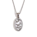 Silver tarot pendant necklace with 18K plating featuring Moon design and rhinestones - Oval Tarot - The Moon / Steel