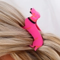 Pinza per capelli rosa a forma di Bassotto per donna su capelli biondi - Bassotto Rosa (H1282)