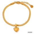 Poliertes Gold-Edelstahlarmband mit Herzanhänger und Schlangenkette, Karabinerverschluss - Gold Herz Schlangenkette Armband (SAK866) / Gold