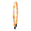 Orange headband with colorful embroidered daisy flowers and soft fabric wrap - Orange