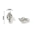 Detail view of silver drop earrings with dimensions of 2.9cm height and 1.6cm width - Silver