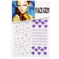 Détail des gemmes cœur violettes et perles assorties pour décoration visage et corps - Perle Violette & Strass