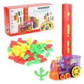 Transparent purple electric domino train toy set with colorful tiles and gift box - 8089-1 Transparent (Purple Transparent Train)