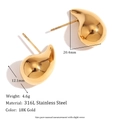Detailed size specifications of 18K gold teardrop earrings in 316L stainless steel - Size S Mini Hollow Waterdrop Earrings / Gold