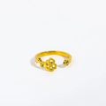 Golden stainless steel open ring featuring a four-leaf clover design with a small gemstone - Adjustable Open / August/Gladiolus