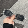 Modern rectangular sunglasses with transparent grey frames and dark lenses for street style - Transparent Grey Frame Grey Lens