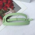 Minimalist rectangular hollow hair clip in matte green plastic for daily styling - Fruit Green