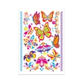 Fluorescent butterfly and flower tattoo sticker with golden foil and abstract patterns - Fluorescent QMYG-019