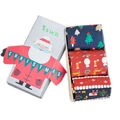 Confezione regalo di Natale con 3 paia di calzini con motivi festivi di alci e pupazzi di neve - Taglia Unica(35-42) / 3 Paia Babbo Natale Stile A