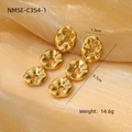 Elegant gold lotus drop earrings in stainless steel on silk background 5.7cm long - Irregular Petals / Gold