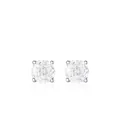 Classic S925 sterling silver stud earrings with round rose cut cubic zirconia - 6mm / White