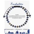 Bohemian sodalite beaded bracelet with gold spacers and adjustable black cord on card - Sodalite Bracelet