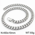 Men's 10mm wide silver-toned stainless steel Cuban link chain necklace 45cm length - 10mm x 450mm