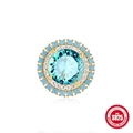 S925 sterling silver round stud earrings featuring light blue turquoise and white stones - 925 Silver / Gold Base Blue Main Stone (5004923780237)