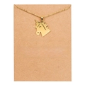 Golden unicorn pendant necklace on a classic gift card holder for women - Unicorn Gold Card (YH6152) / Gold