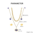 Detailed size parameters of gold evil eye jewelry set with resin inlay and layered chains - Blue Evil Eye Round Disc Style (KS203540-MW)