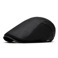 Distressed black newsboy cap for men and women featuring a vintage matte suede texture - Suede-like Texture Material / Black