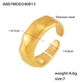 Minimalist wide hammered open ring in 18k gold plated titanium steel finish - US 7 / Gold