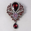 Luxury vintage silver brooch with teardrop red gemstone and purple crystals - XD7406-6-Silver Red Purple Gemstone