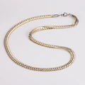 Macro view of two-tone gold and silver flat dragon scale chain link texture on white background - Two-tone Gold Necklace (60cm) / 7.5MM
