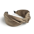 Böhmisches Stirnband in Khaki aus Stoff mit stilvollem Kreuzknoten auf weißem Grund - Braun
