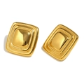 Elegant 18K gold-plated double-layered geometric square stud earrings in polished metal - Square Frame Studs / Gold