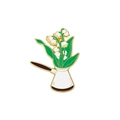 Cute lily of the valley in Turkish coffee pot enamel pin badge with gold plating - Lily of the Valley Cezve (CZ2464-4)