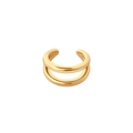 Minimalist double layer 18k gold ear cuff earring for women without piercings - 29 (Gold Double Layer Minimalist) / Single Piece