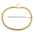 8mm gold-plated stainless steel rope chain necklace with a 43cm length plus 7cm extension - 43+7cm / 8mm Gold Necklace