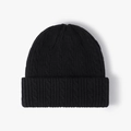 Gorro clásico de punto de ochos negro con dobladillo ancho para el calor del invierno - Talla Única(Ajustable) / Negro
