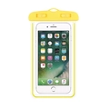 Universal yellow waterproof phone pouch with luminous strip for swimming and diving. - Yellow