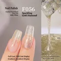 F056 Sparkling Gold Diamond Nail Polish with dense gold glitter and high pigment finish - F056 Gold Diamond Glitter
