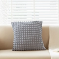 Grey square puff lattice cushion cover with bubble texture on a beige living room sofa - 45x45cm / Solid Grey