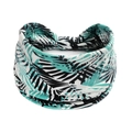 Boho-Yoga-Stirnband mit tropischem Palmenblatt-Print in Weiß und Türkis aus Baumwolle - Weiß Grün Schwarz Tropisches Palmblatt(#50)