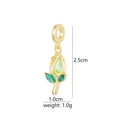 Elegant 18k gold tulip pendant necklace featuring sparkling green crystals and gems - D9027JL Flower