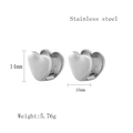 Orecchini a cuore a doppia faccia in acciaio inossidabile, 14 mm x 16 mm - Argento