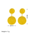 Golden textured double circle earrings with hammered finish and 40mm length measurements - Stud Earrings / Gold Earrings