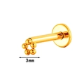 F136 titanium gouden labret-stud met een klein 3mm zes-kralen bloemencluster-ontwerp - 3mm (582-6#) / Goud
