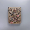 Sac à bandoulière bohème fait main avec broderies florales colorées et motifs perlés - Ethnique Marron Rose