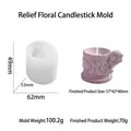 Detail view of silicone mold for vintage embossed candle holder with product dimensions - FM0384-Relief Pattern Candle Holder