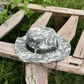 Digital green camouflage tactical boonie hat with wide brim and adjustable chin strap - One Size / Digital Camo III