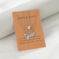 Set di collane in acciaio inossidabile argento con farfalla e cuore su carta - Cuore di Farfalla Magnetico Color Acciaio (1092)