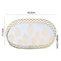 Golden mesh oval jewelry organizer tray with white marble leaf pattern 18.5x11.5cm - Small Leaf / White