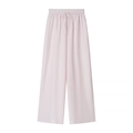 Detail of light pink wide-leg trousers featuring elastic drawstring waist and vertical texture - Pink Pants