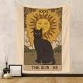 Detail eines böhmischen Katzen-Tarot-Wandteppichs mit Sonnenmuster an einer Wand - Gt202623 / 73X95CM (Gebürsteter Stoff)