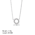 Collar de girasol plateado con circonitas de 12mm y cadena ajustable de 40cm - Platino