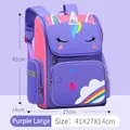 Large purple ergonomic school backpack with glittery unicorn design and side pockets - Large / Purple