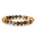 Natural agate and zebra jasper beaded stretch bracelet for women in earthy tones - Crazy Agate