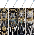 Set di 4 segnalibri fai da te 5D pittura diamante con mandala gatto e pendenti di cristallo - Gatto e Mandala (SQ-128) - Set di 4